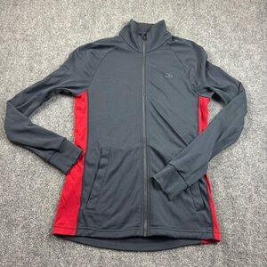 ICEBREAKER Mens Grey/Red Long Sleeve Merino Wool Zip Up size: Medium